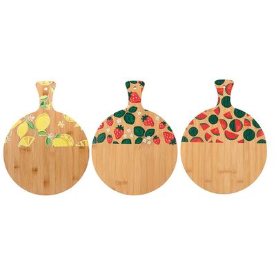 Deska bambusowa do serwowania Fruits 40 x 30 x 1 cm okrągła mix dekoracji