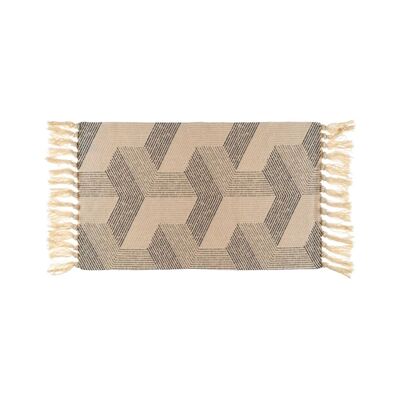 Dywanik Boho 45 x 75 cm prostokąty beżowo-czarny