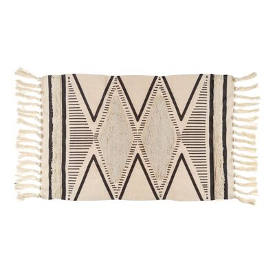 Dywanik Boho 60 x 90 cm geometryczny czarno-beżowy