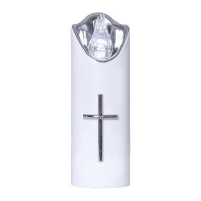 Świeca LED krzyż 15 x 5 cm biało-srebrny CORTINA