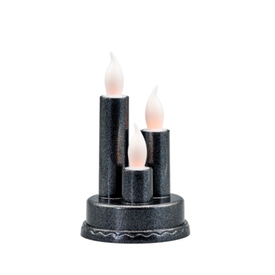 Świecznik LED 3 świece 14 x 8,3 cm czarny CORTINA