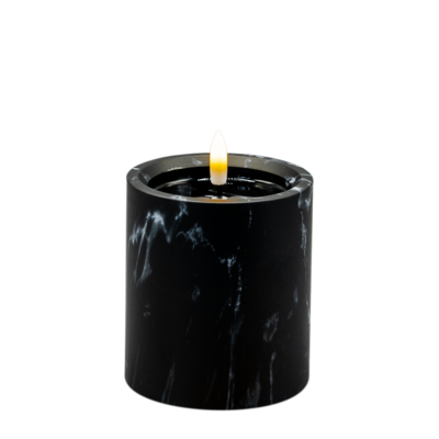 Świeca LED efekt czarnego marmuru 10 x 9 cm ciepły biały CORTINA
