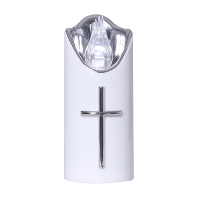 Świeca LED krzyż 12,5 x 5 cm biało-srebrny CORTINA