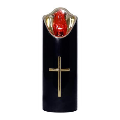 Świeca LED krzyż 15 x 5 cm czarno-złoto-czerwony CORTINA