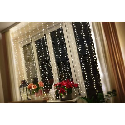 Kurtyna zewnętrzna 400 LED druciki łezki na transformator z programatorem multikolor 150 x 220 cm Cortina