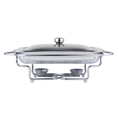 Naczynie Ferro z podgrzewaczem 35 x 21 cm 2 l prostokątne srebrny