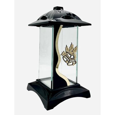 Znicz kapliczka dzwonki glamour 30 x 16 cm czarno-złoty