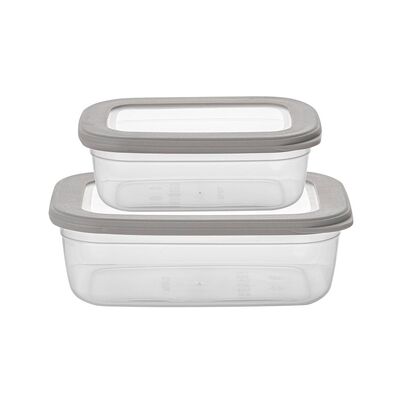 Pojemniki na żywność prostokątne 670 ml + 1200 ml szary