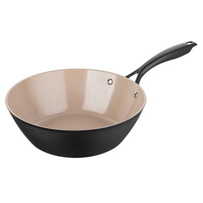 Patelnia wok Carina Black 28 cm beżowo-czarny