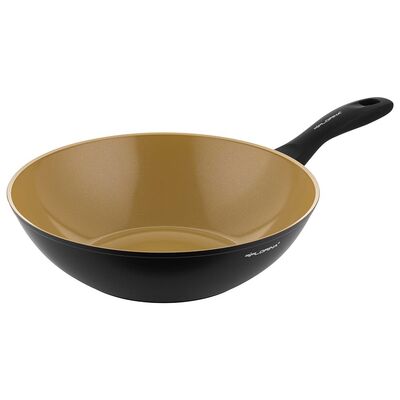 Patelnia aluminiowa wok AmVegan 28 cm czarno-złoty