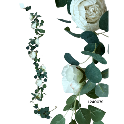 Girlanda róż 180 x 10 cm biały