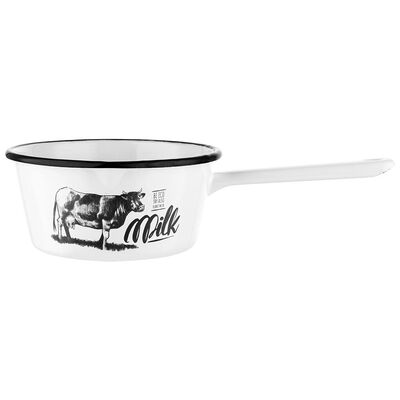 Rondel emaliowany skośny Milk 16 cm 1230 ml czarno-biały