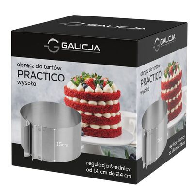 Obręcz do tortów Practico wysoka 15 cm srebrny