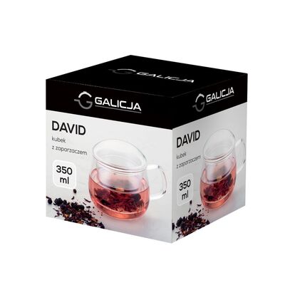 Kubek z zaparzaczem David 350 ml transparentny