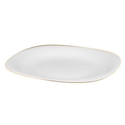 Talerz deserowy Quadro Gold 21,5 cm biały