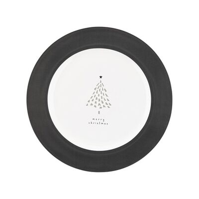 Talerz płytki Natalie 27 cm choinka biało-czarny
