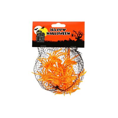 Dekoracja na Halloween pająk 5,5 x 3 cm pomarańczowy 12 sztuk