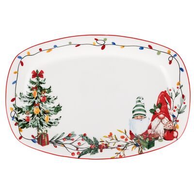 Talerz prostokątny Norni 30 x 19,5 cm świąteczny wielokolorowy