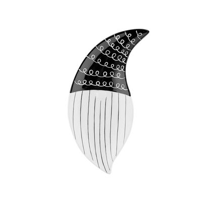 Talerz ozdobny Krasnal 16,7 x 12,2 x 2 cm czarno-biały