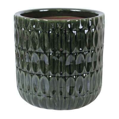 Donica szkliwo cylinder mrozoodporna 19 x 20 cm zielony