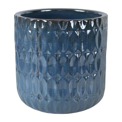 Donica szkliwo cylinder mrozoodporna 36,5 x 34,5 cm niebieski