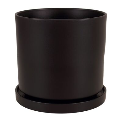 Doniczka cylinder 19 cm + podstawka czarny