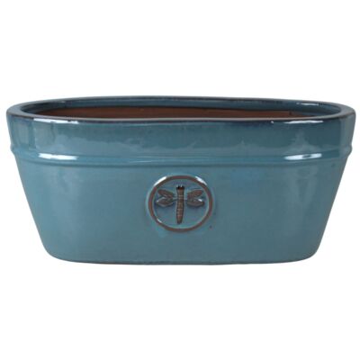 Donica szkliwo owalna 32 x 15,5 x 14,5 cm morski błękitny