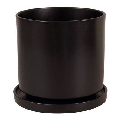 Doniczka cylinder 19 cm + podstawka matowy czarny