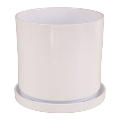Doniczka cylinder 21 cm + podstawka biały
