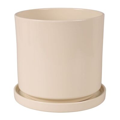 Doniczka cylinder 19 cm + podstawka kremowy