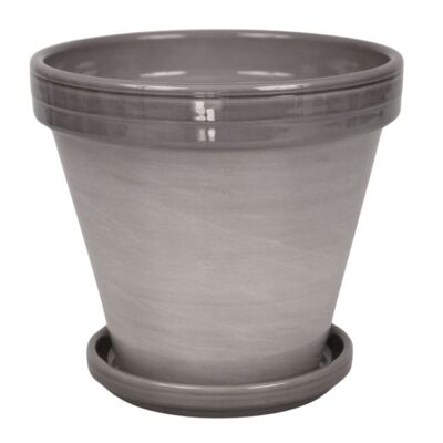 Donica prosta szary lazur 15,5 cm + podstawka szary