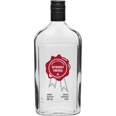 Butelka 500 ml z zakrętką i nadrukiem Wyborny Trunek