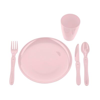 Zestaw piknikowy 21 elementów plastikowy różowy-Zdjęcie-0