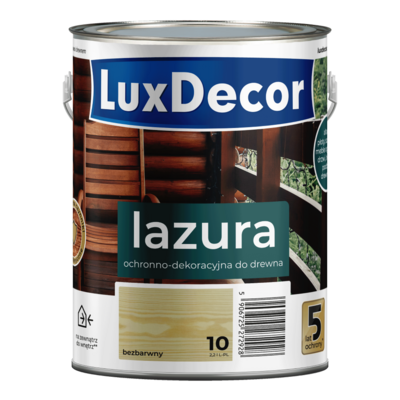 Lazura ochronno-dekoracyjna 5 lat ochrony bezbarwna (10) 2,2 l Luxdecor