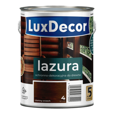 Lazura ochronno-dekoracyjna 5 lat ochrony ciemny orzech 2,2 l Luxdecor