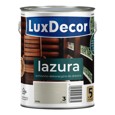 Lazura ochronno-dekoracyjna 5 lat ochrony biała 2,2 l Luxdecor