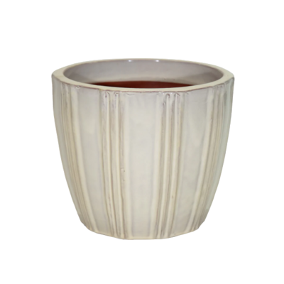 Donica mrozoodporna Portly Egg Vert. Stripes Beige 24 x 21,5 cm beżowy