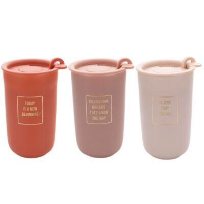 Kubek z podwójnymi ściankami i pokrywką Autumn 330 ml mix kolorów