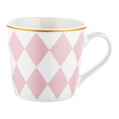 Kubek Geometric Romby 400 ml różowo-biały