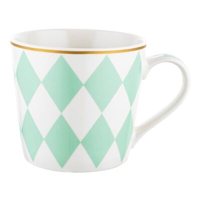 Kubek Geometric Romby 400 ml zielono-biały