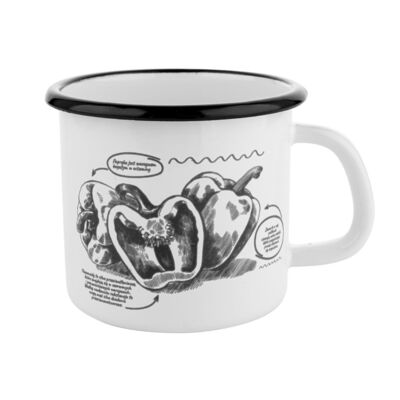 Kubek emaliowany prosty Bella 550 ml czarno-biały