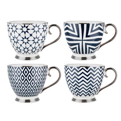 Kubek na nóżce Geometric Blue Silver 460 ml mix kolorów