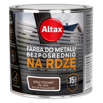 Farba do metalu 250 ml brąz półmat Altax