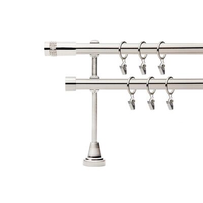 Karnisz podwójny metalowy Cylinder D. 19 mm 200 cm srebrny