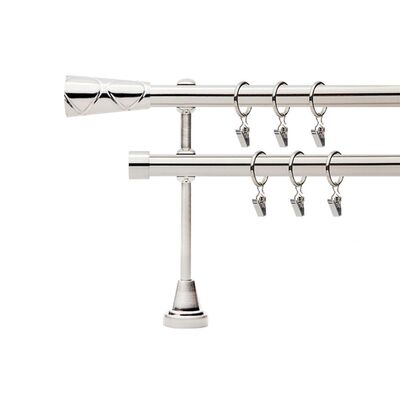 Karnisz podwójny metalowy Davi 19 mm 160 cm srebrny
