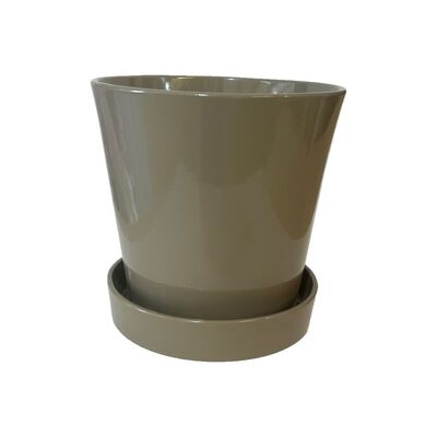 Doniczka Stożek z podstawkiem 19 cm cappuccino beżowy