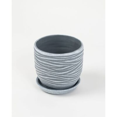 Doniczka ceramiczna Fala z podstawkiem 22 cm szary