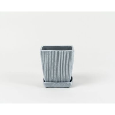 Doniczka ceramiczna Kwadrat z podstawkiem 16 cm szary