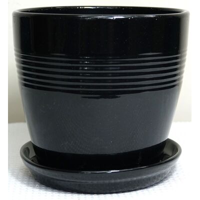 Doniczka Line z podstawkiem 13,5 cm grafitowy