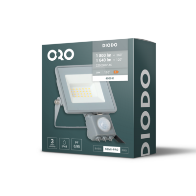 Naświetlacz LED oro diodo 20 W neutralna biel nw czujnik pir